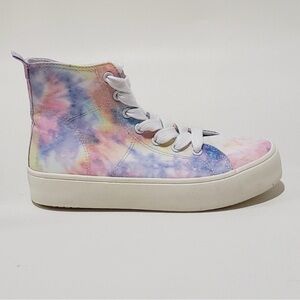 Cat & Jack Girls Tie-Dye Lace-Up Sneakers Size 3 Colorful Casual NWT